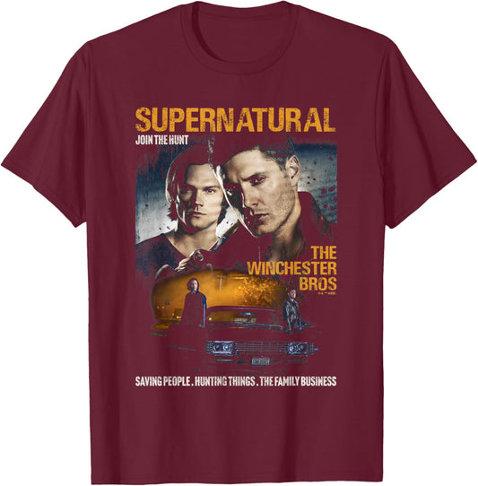 Supernatural Sam and Dean Poster T-Shirt - T-Shirt | Maroon