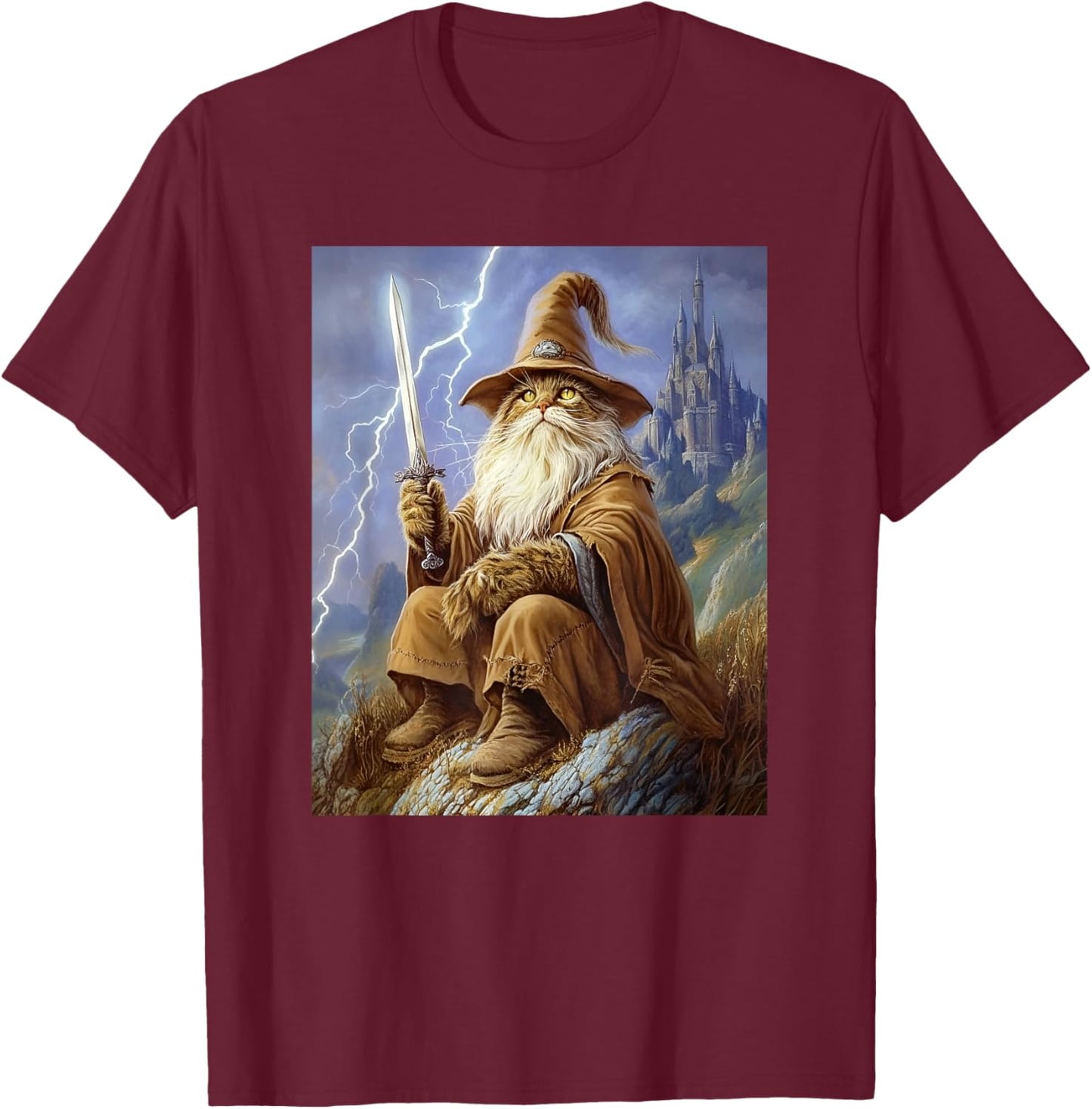 Dark Fantasy Feline Sorcerer Wizard Cat Women T-Shirt - T-Shirt | Maroon