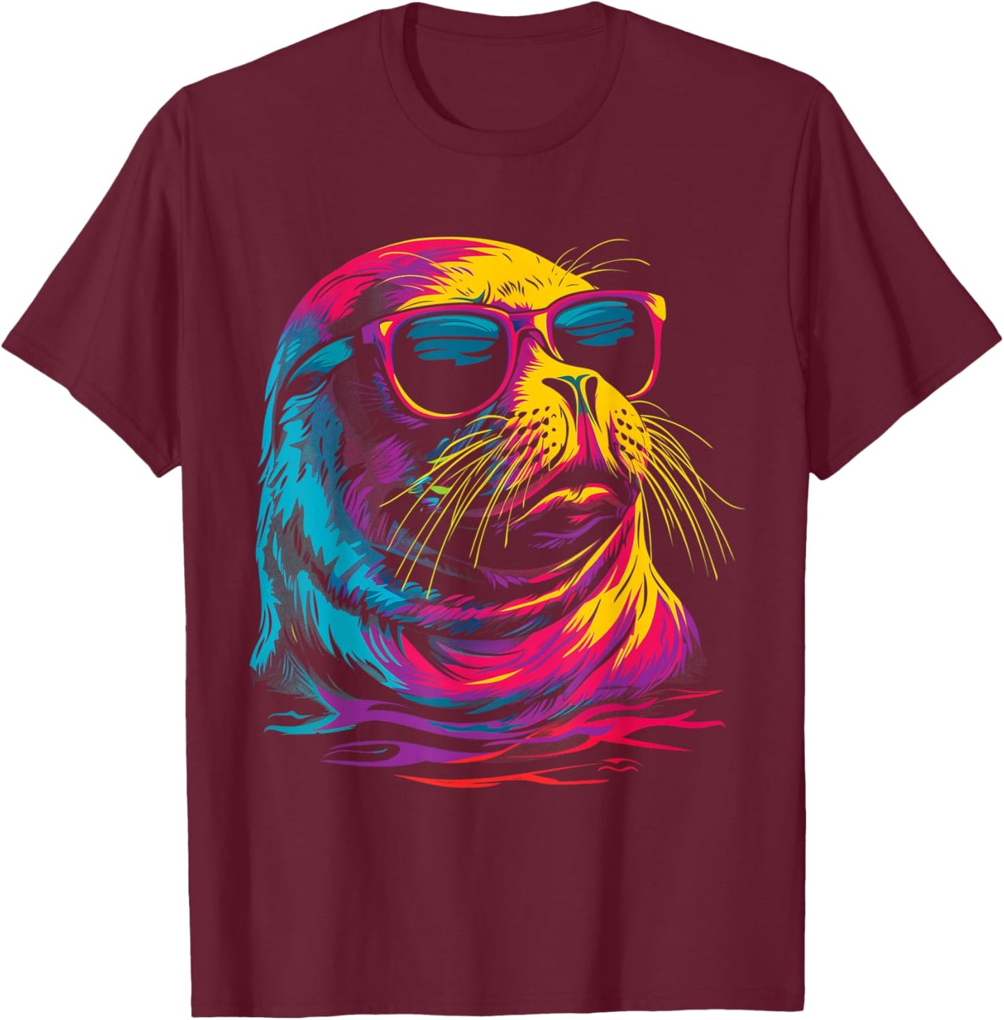 Seal Sunglasses Sea Lion Ocean Animal T-Shirt - T-Shirt | Maroon