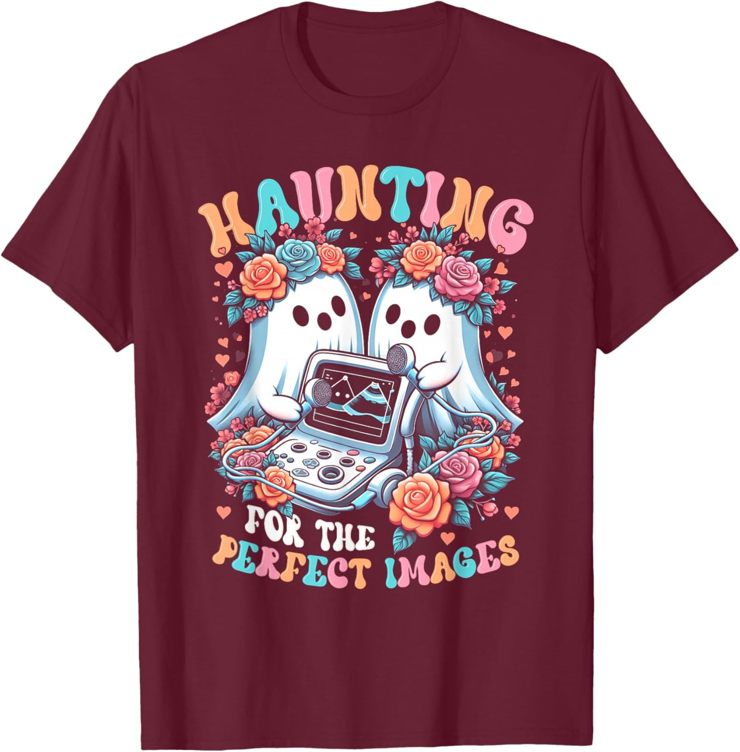Retro Ultrasound Tech Halloween Echo Tech Vascular Tech T-Shirt - T-Shirt | Maroon
