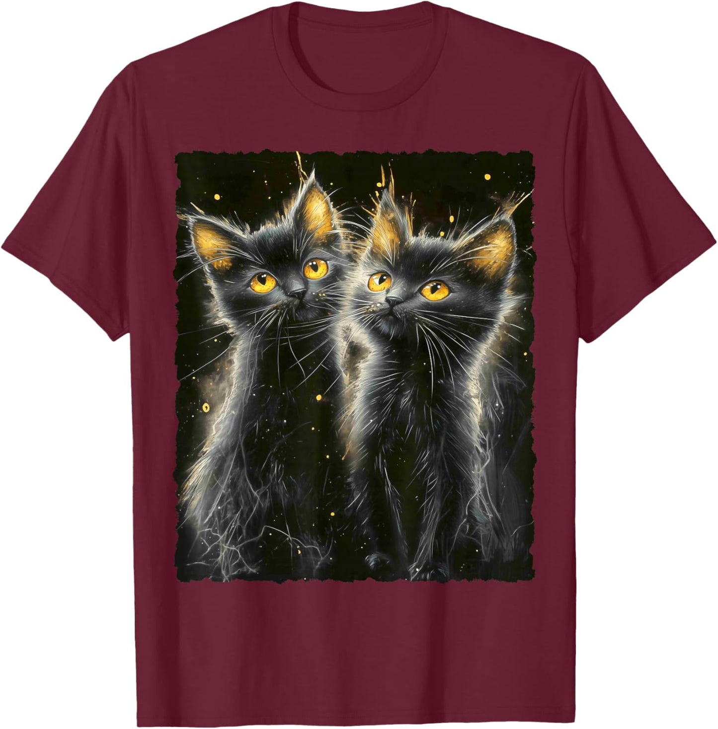 Cute Magical Cat Kitten Fantasy Art Design T-Shirt - T-Shirt | Maroon