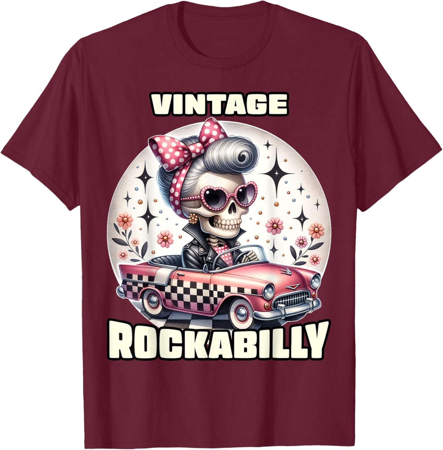 Vintage Rockabilly 50s Sock Hop Dance Doo Wop 1950s Art T-Shirt - T-Shirt | Maroon
