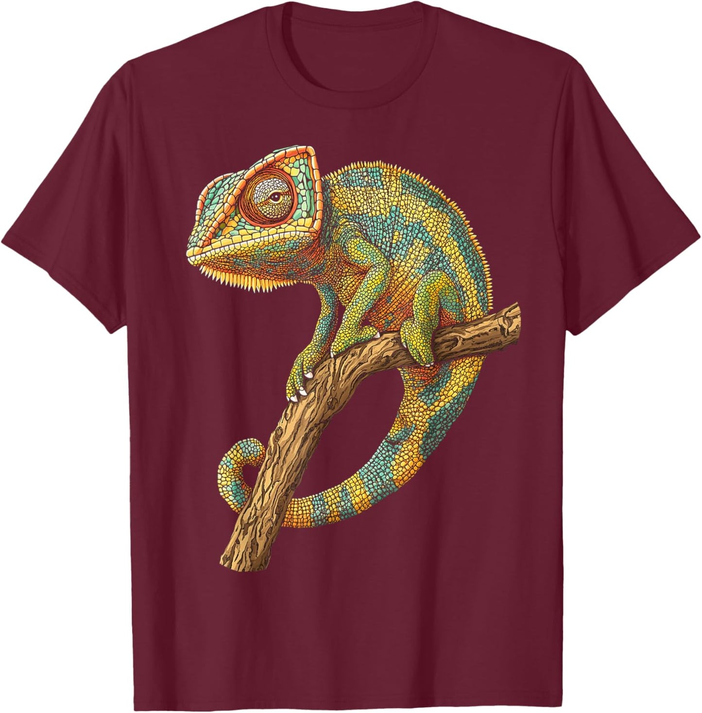Chameleon Animal Motif Artwork Chameleon T-Shirt - T-Shirt | Maroon