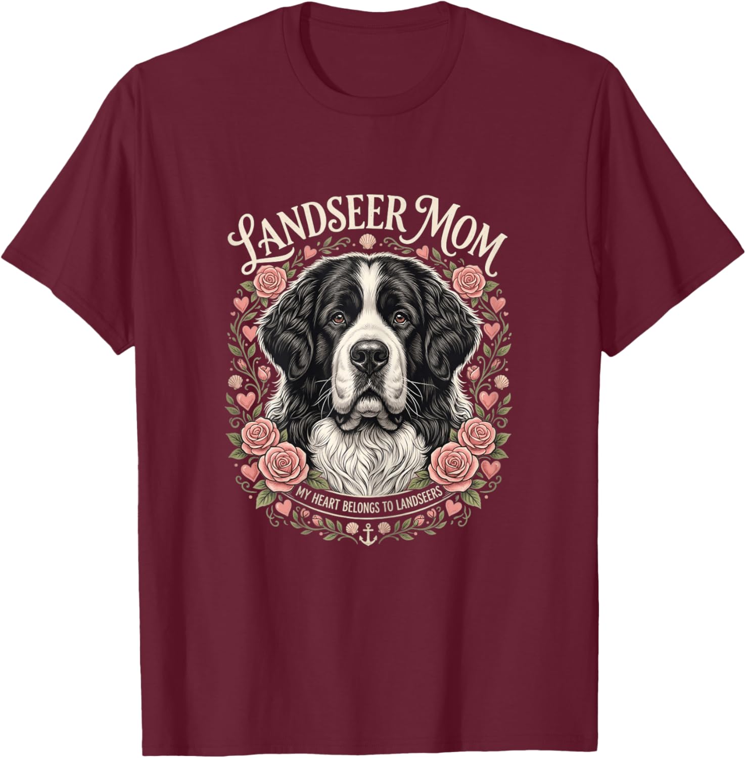 Landseer Mom Newfoundland T-Shirt - T-Shirt | Maroon
