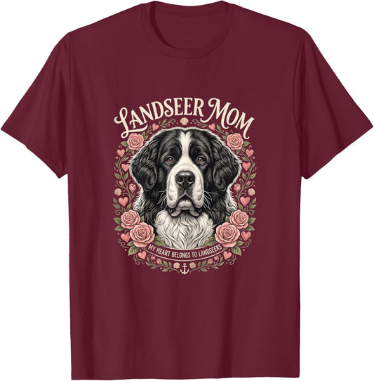 Landseer Mom Newfoundland T-Shirt - T-Shirt | Maroon