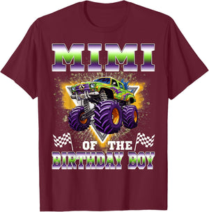 Mimi of The Birthday Boy Monster Truck Birthday Family T-Shirt - T-Shirt | Maroon