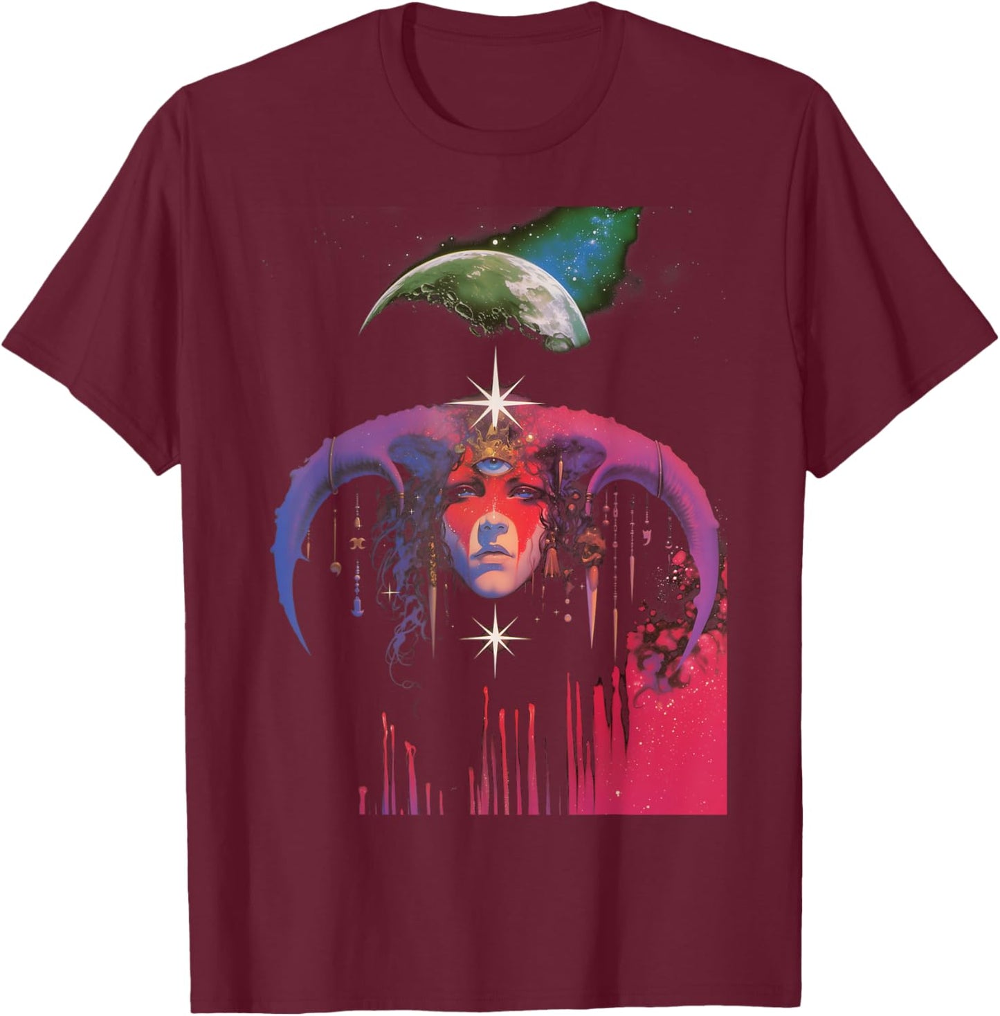 1980s Dreamcore Fantasy Punk Weirdcore Trippy Psychedelic T-Shirt - T-Shirt | Maroon