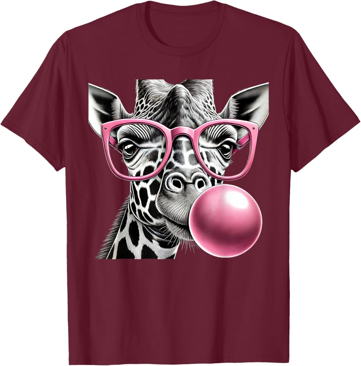 Giraffe Women Giraffe Face with Sunglasses Wild Animal Cute T-Shirt - T-Shirt | Maroon