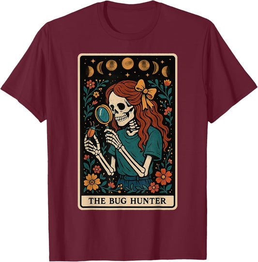 The Bug Hunter Entomologist Entomology Tarot Card T-Shirt - T-Shirt | Maroon