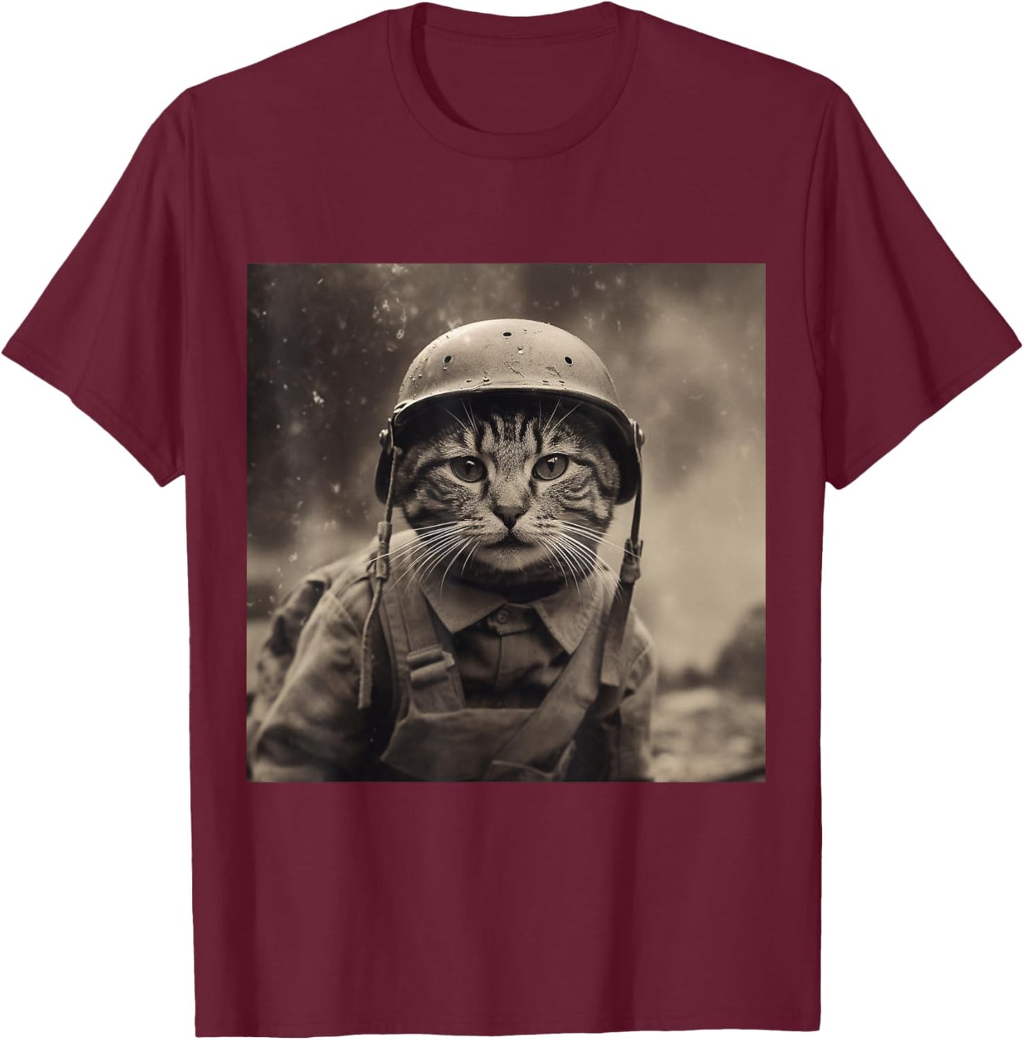 WW2 historical accurate photography cat Weird Funny Women T-Shirt - T-Shirt | Maroon