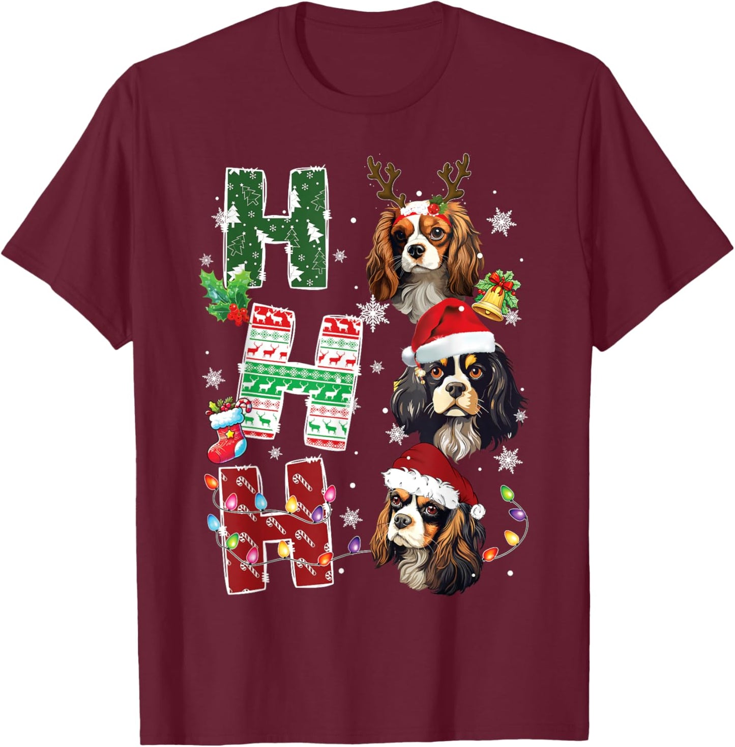 Ho Ho Ho Cavalier King Charles Spaniel Christmas Dog Costume T-Shirt - T-Shirt | Maroon