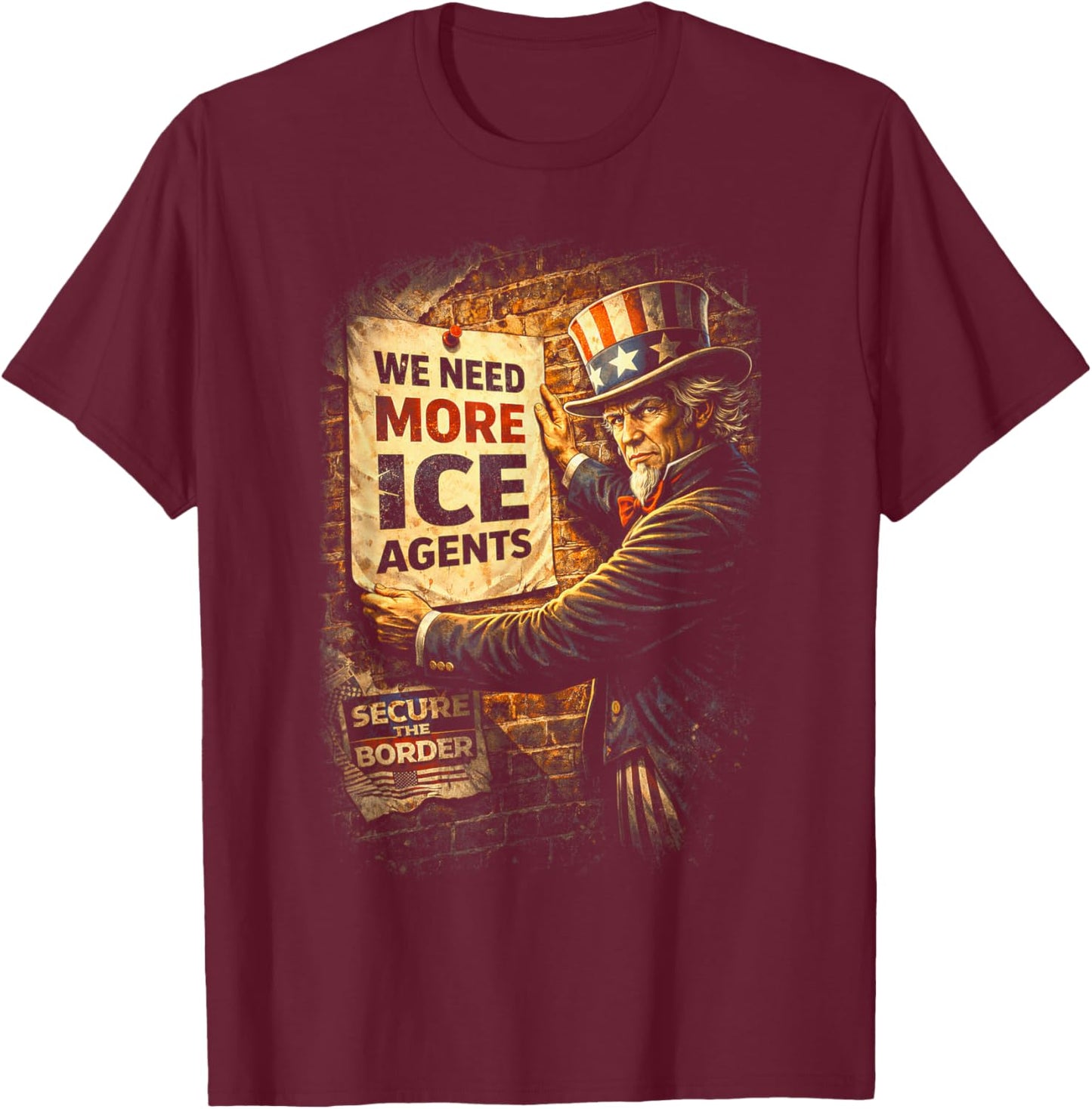 ICE Agent USA Federal Law Enforcement T-Shirt - T-Shirt | Maroon