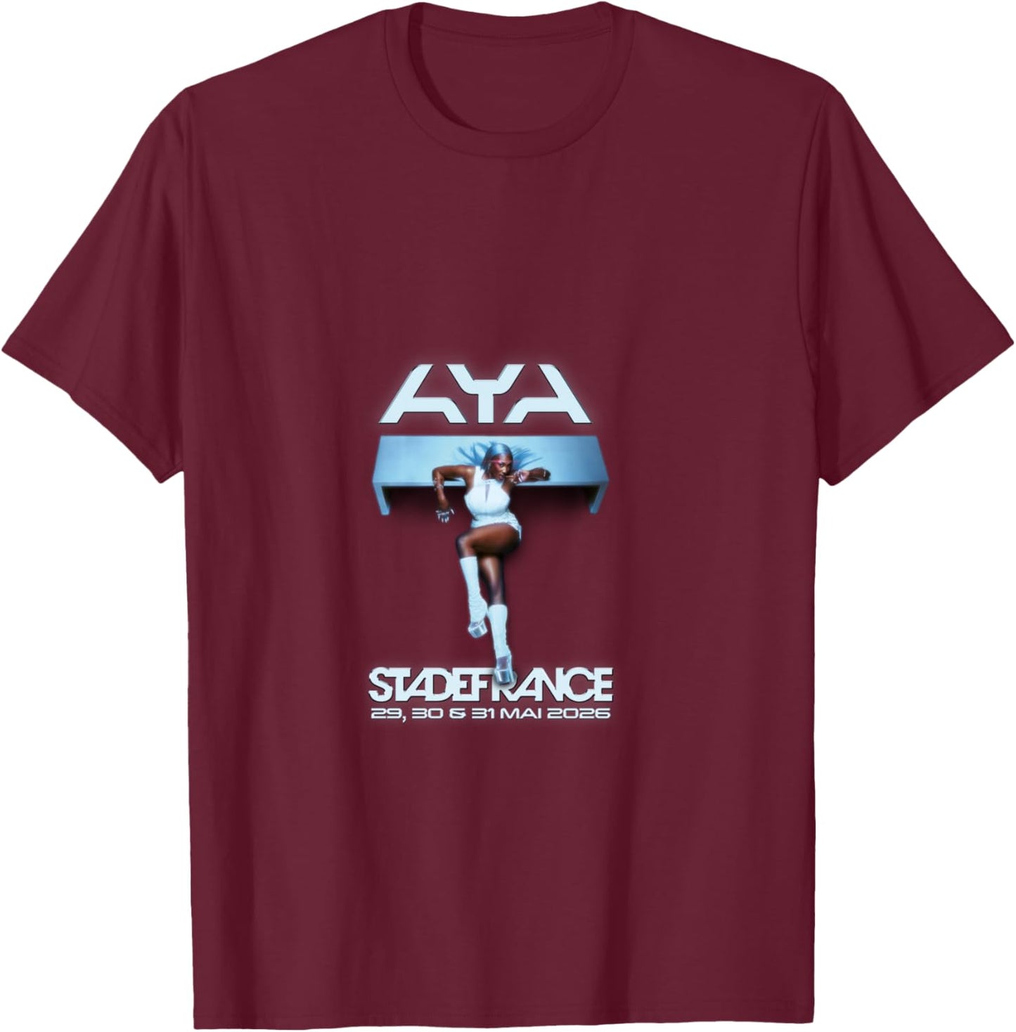 Aya Nakamura Merch Officiel Tournée Stade de France 2026 Manche Longue T-Shirt - T-Shirt | Maroon
