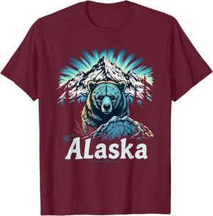 Retro Alaska Home State AK Mountain Sunset Vintage T-Shirt - T-Shirt | Maroon