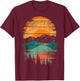 Sunset Orange Blue Distressed Nature T-Shirt - T-Shirt | Maroon