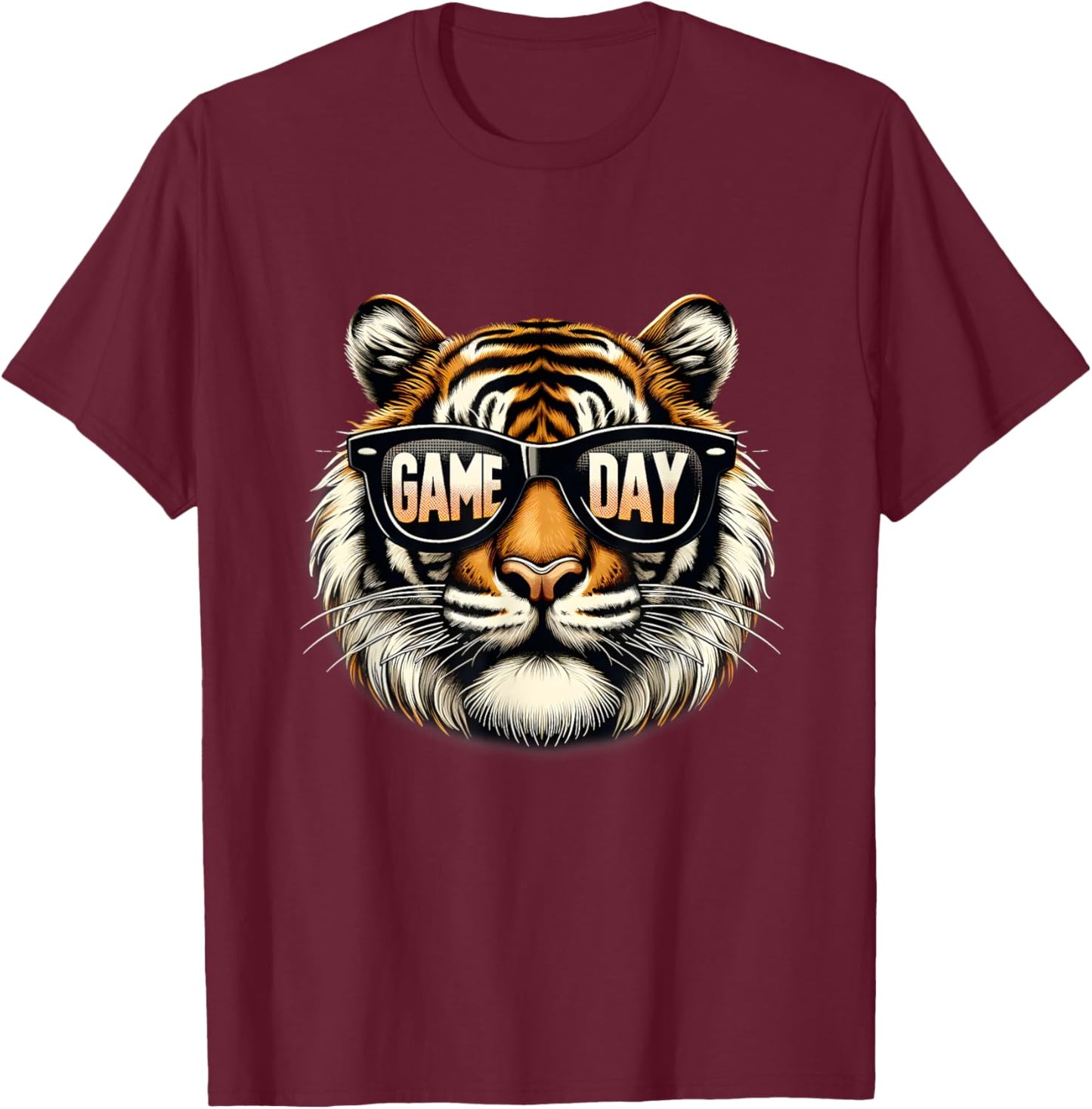 American Football Game Day Thanksgiving Tiger Cool Touchdown T-Shirt - T-Shirt | Maroon