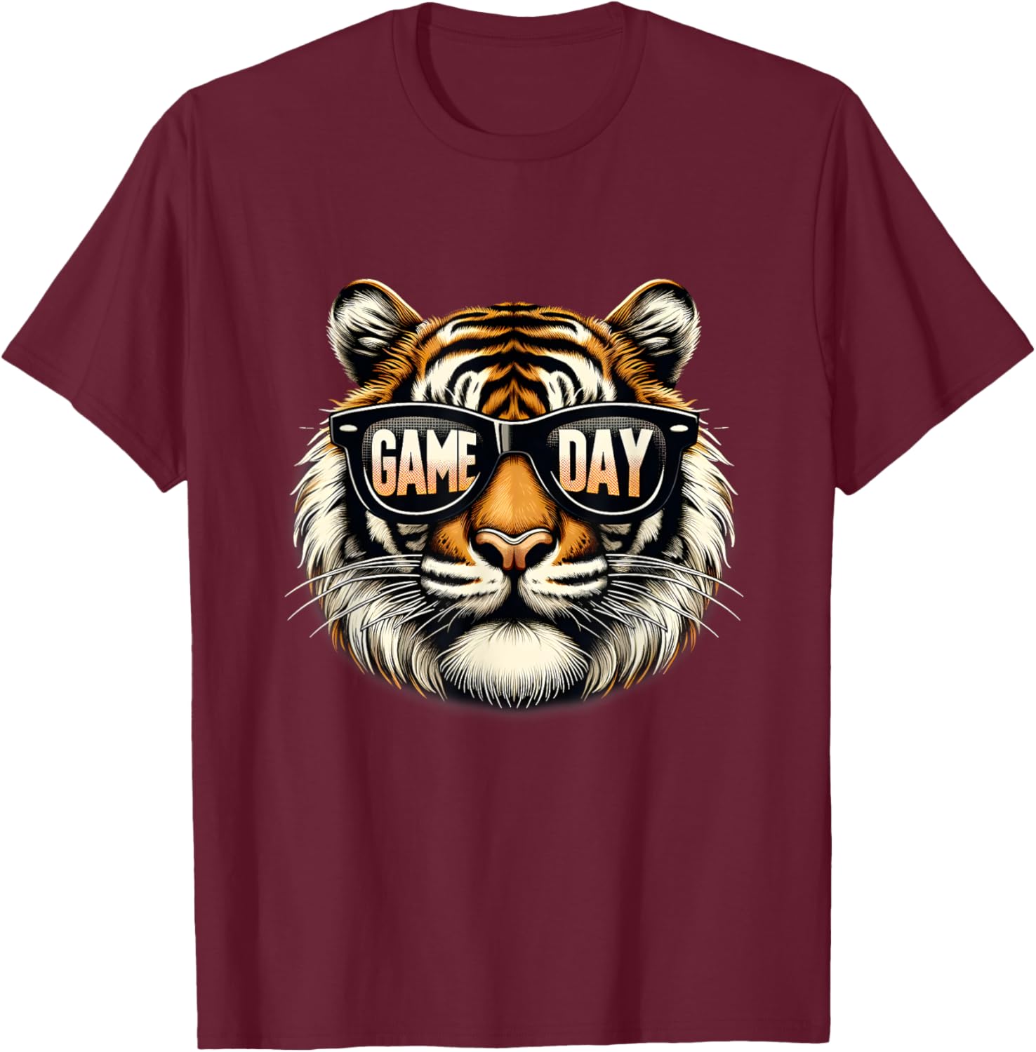 American Football Game Day Thanksgiving Tiger Cool Touchdown T-Shirt - T-Shirt | Maroon