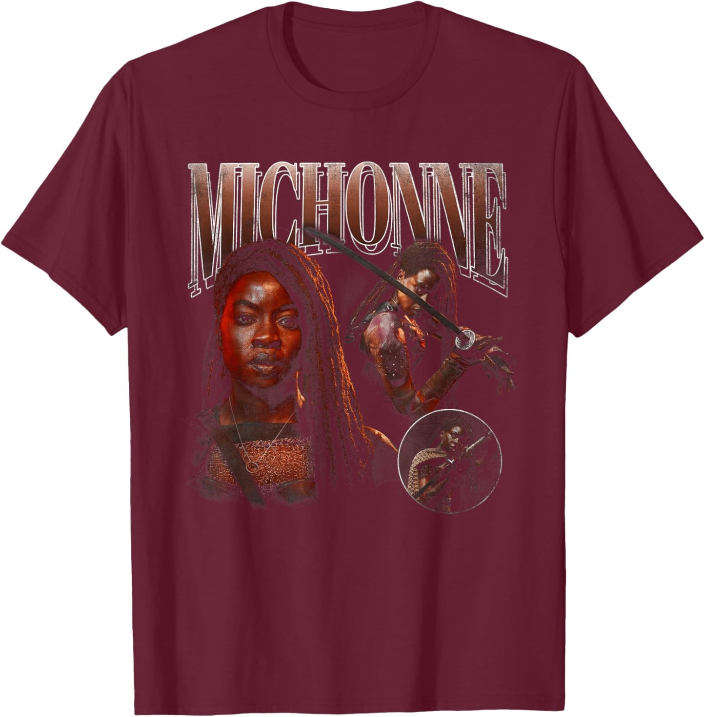 The Walking Dead - The Ones Who Lived Michonne Homage T-Shirt - T-Shirt | Maroon