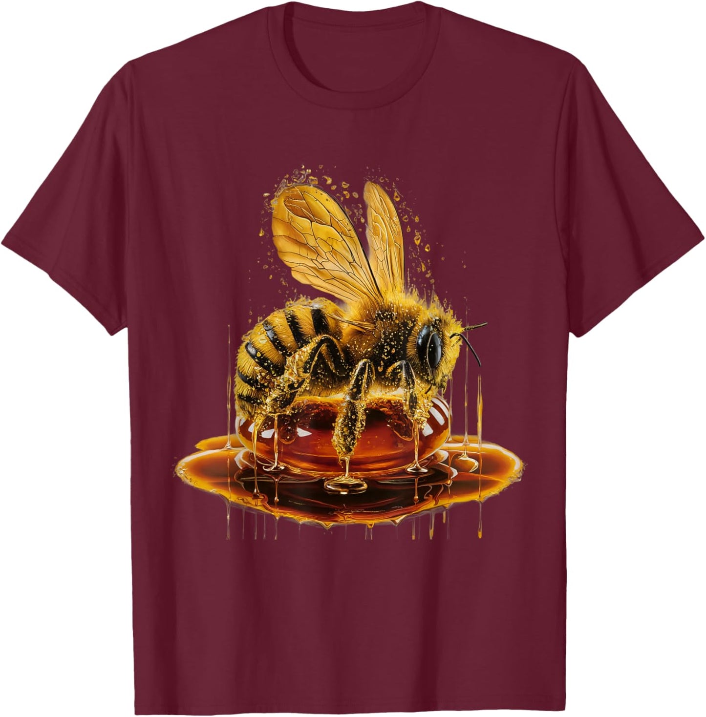 Bee Men Woman Aesthetic Gold Honey Bee T-Shirt - T-Shirt | Maroon