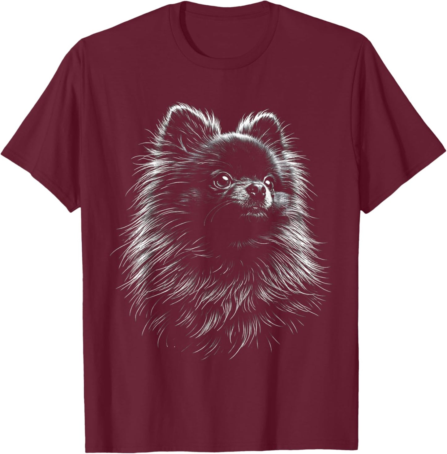 Retro Pomeranian Silhouette Dog Lover Graphic T-Shirt - T-Shirt | Maroon