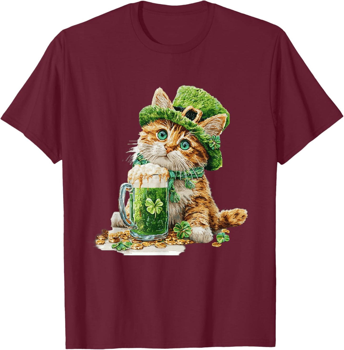 St. Patrick's Day Cat, Kitten Lover, Kids Boys T-Shirt - T-Shirt | Maroon
