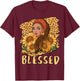 Blessed Black Queen Locs Leopard Sunflower God History Pride T-Shirt - T-Shirt | Maroon