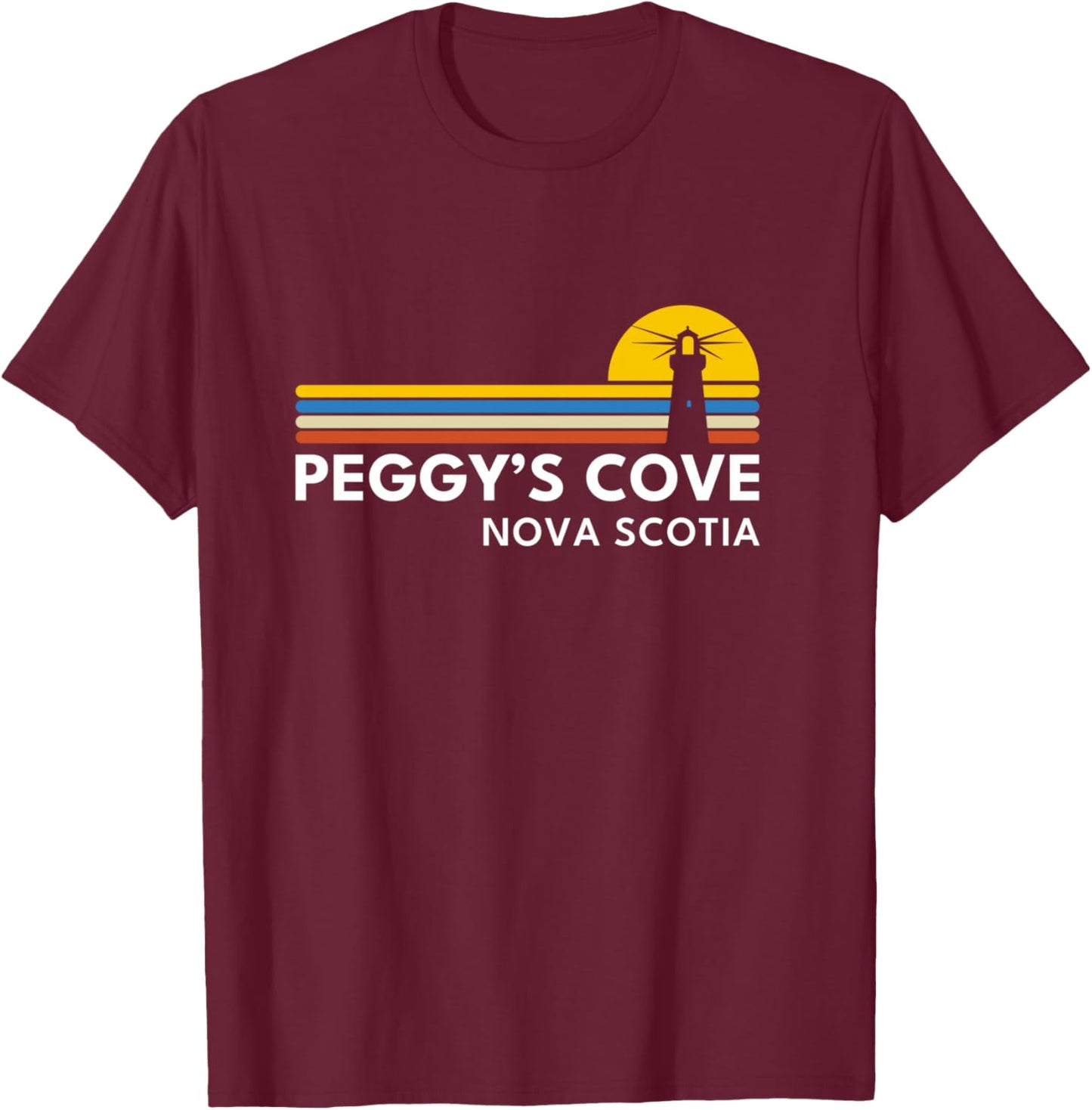 Peggy's Cove Nova Scotia Lighthouse Vintage Retro Souvenirs T-Shirt - T-Shirt | Maroon