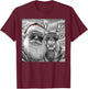 Funny Santa Claus Reindeer Selfie, Cool Retro Christmas T-Shirt - T-Shirt | Maroon