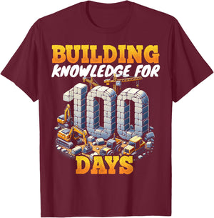 100 Days of School Boys Teacher 100th Day Construction Truck T-Shirt - T-Shirt | Maroon