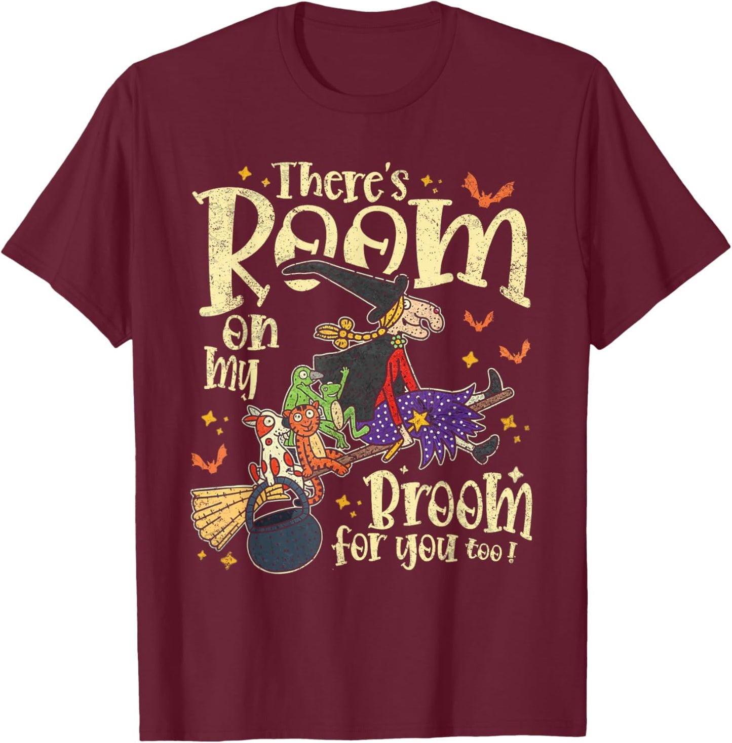 There's Room On My Broom for You Too Teacher Halloween T-Shirt - T-Shirt | Maroon