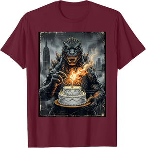 Japanese Monster Birthday Cake Funny Party Women Men Kids T-Shirt - T-Shirt | Maroon