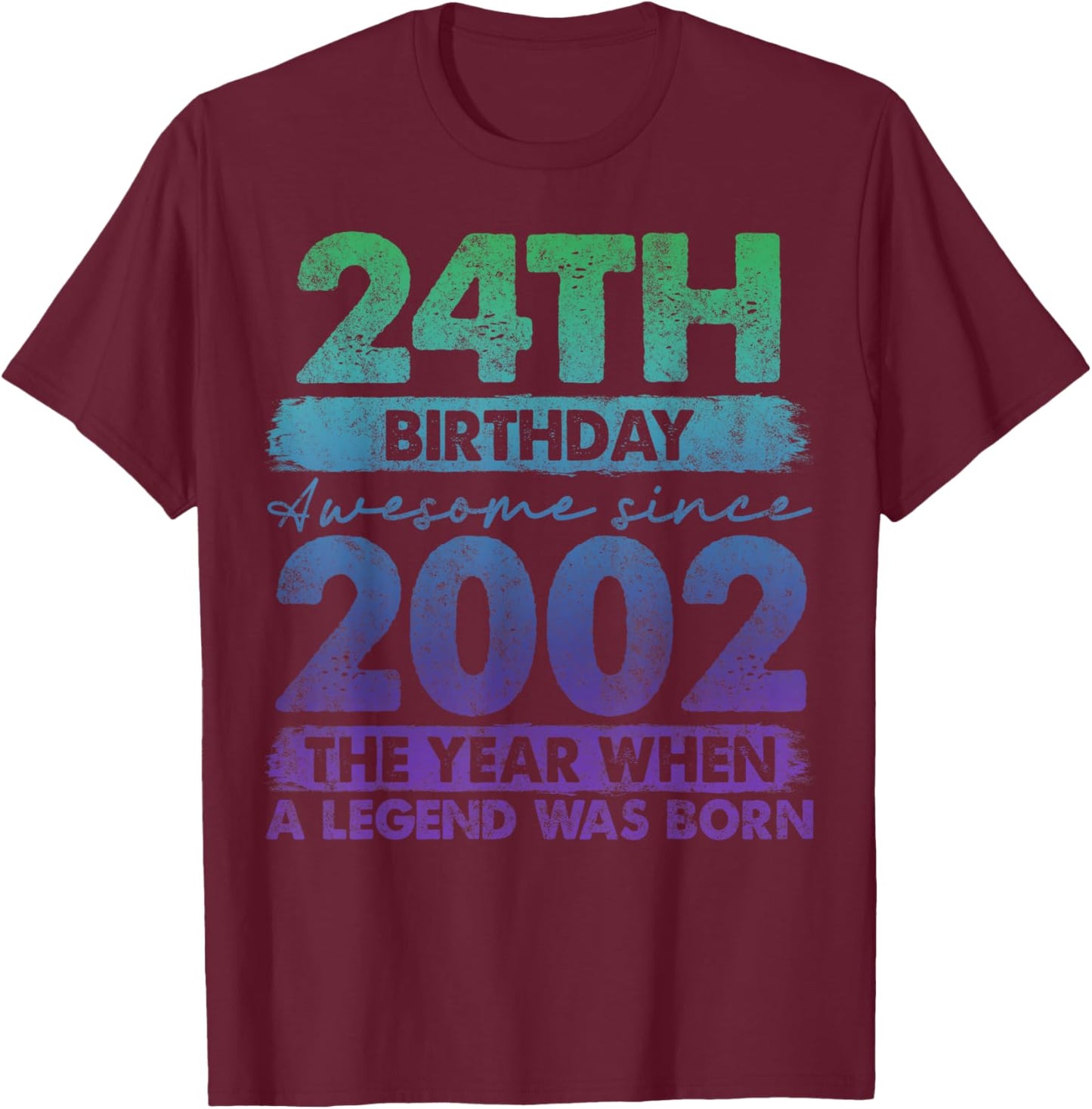 24 Year Old Gifts Vintage 2002 Limited Edition 24th Birthday T-Shirt - T-Shirt | Maroon
