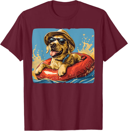 Awesome River tubing Outfit for Dogs and Pets Lovers T-Shirt - T-Shirt | Maroon