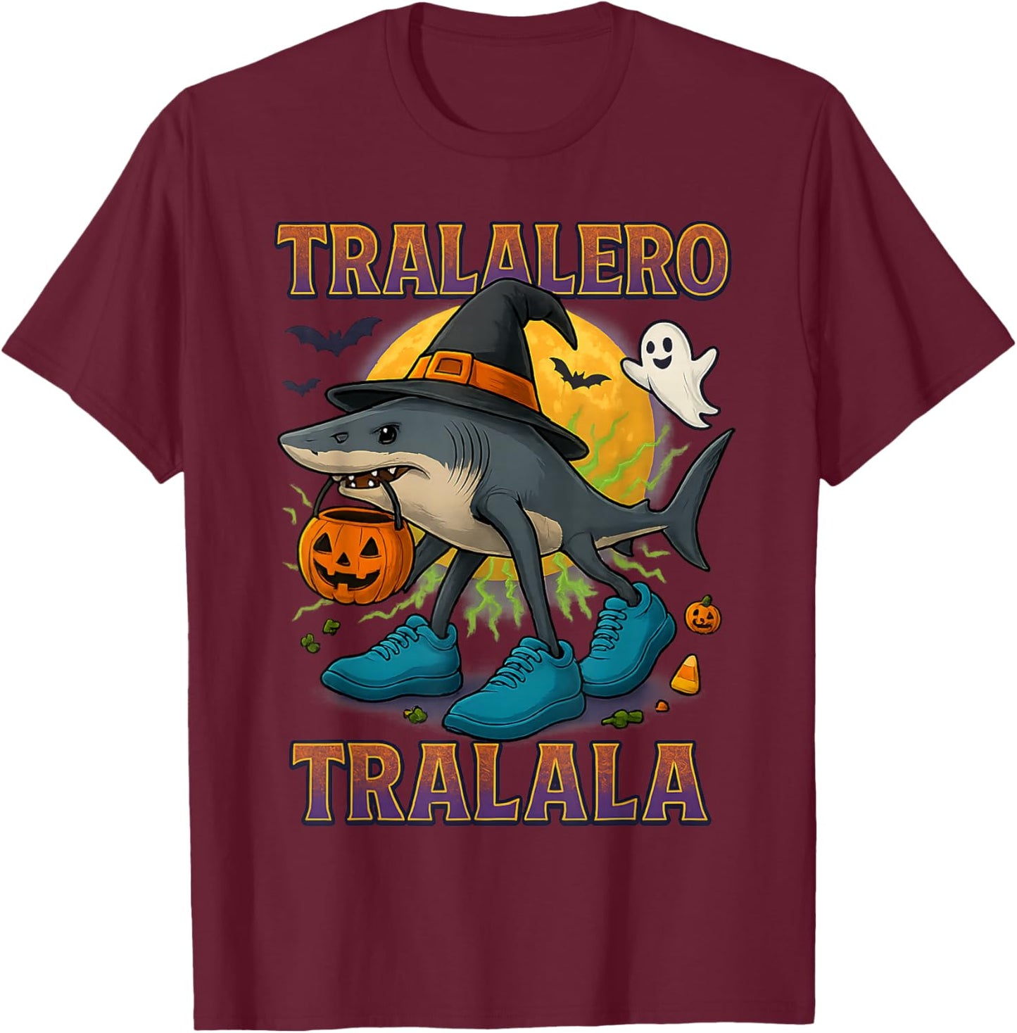 Tralalero Tralala Italian Brainrot Shark Halloween for Kids T-Shirt - T-Shirt | Maroon