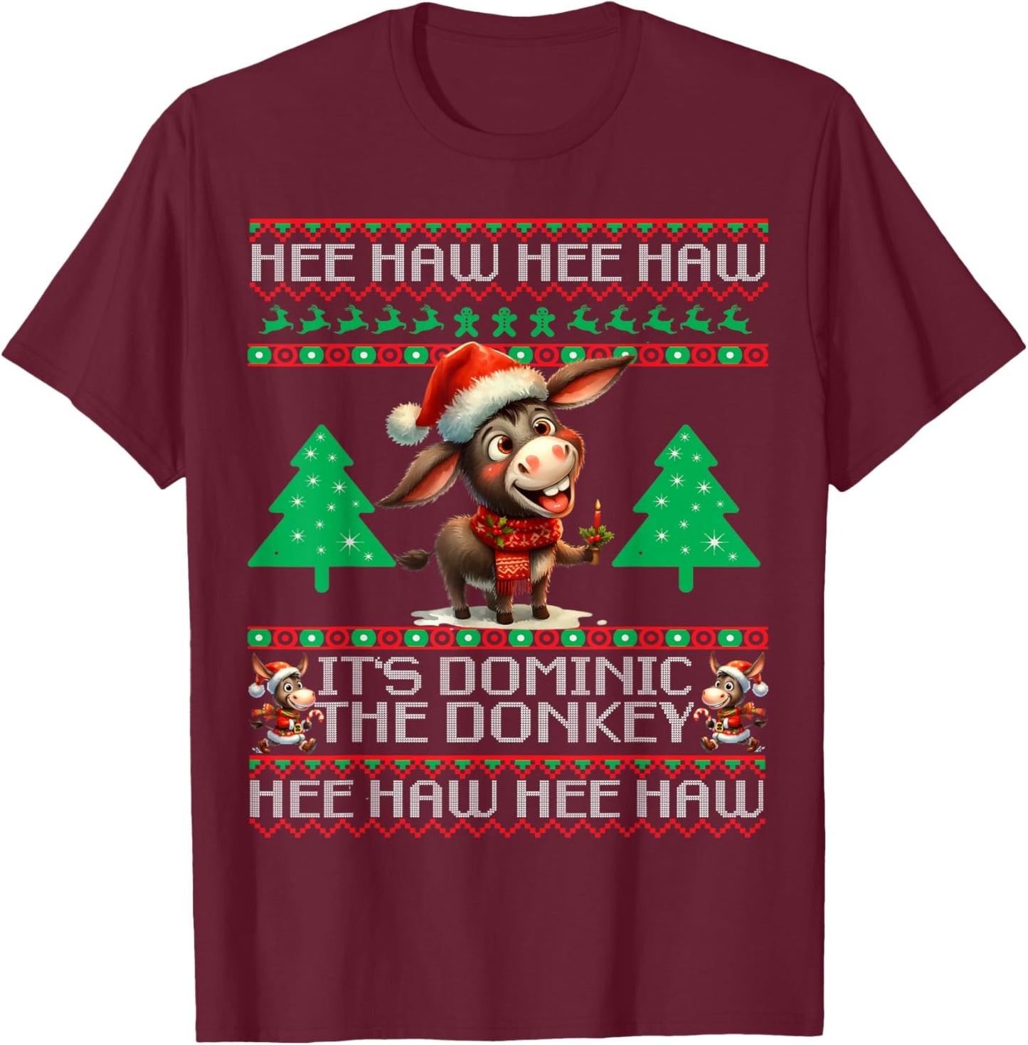 Funny Christmas Italian Christmas Donkey Dominic The Donkey T-Shirt - T-Shirt | Maroon