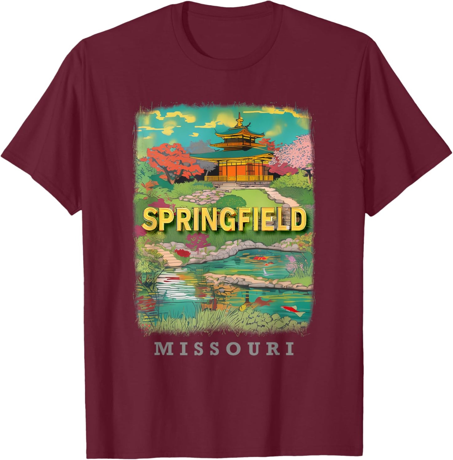 Springfield Missouri MO Urban Greenery and History SD769 T-Shirt - T-Shirt | Maroon
