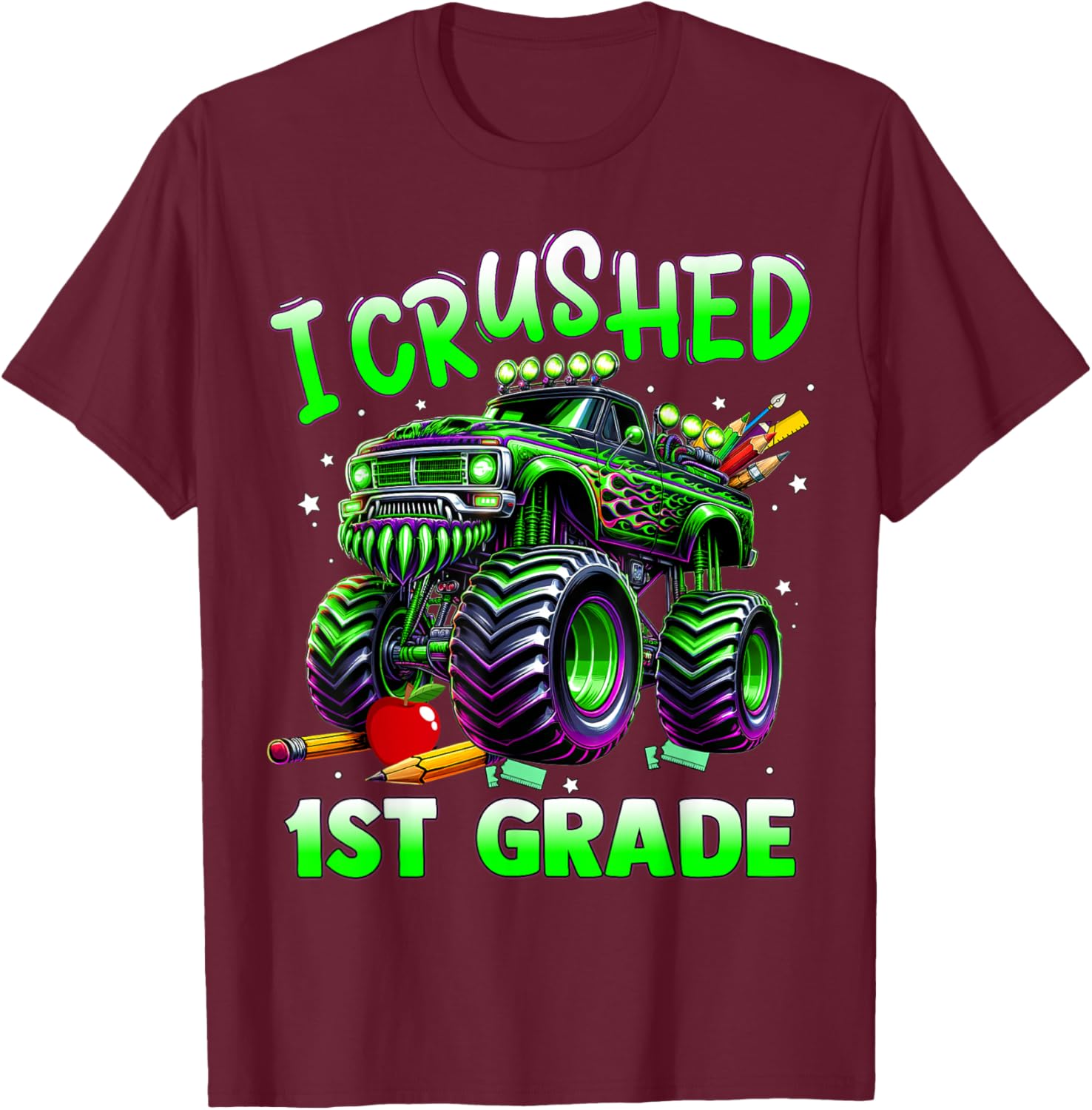 I Crushed 1st Grade Last Day of School Boys T-Shirt - T-Shirt | Maroon