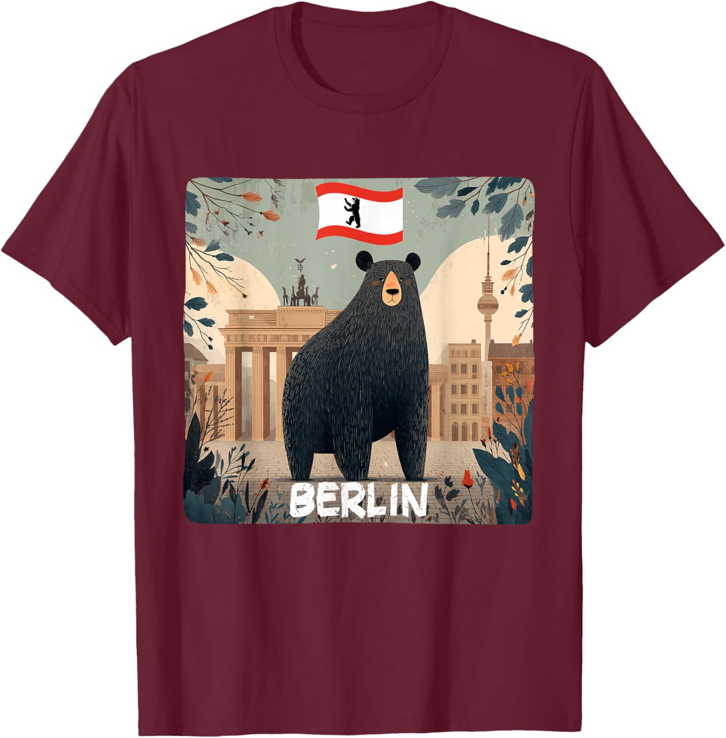 Superbe Costume Graphique d'ours de Berlin T-Shirt - T-Shirt | Maroon