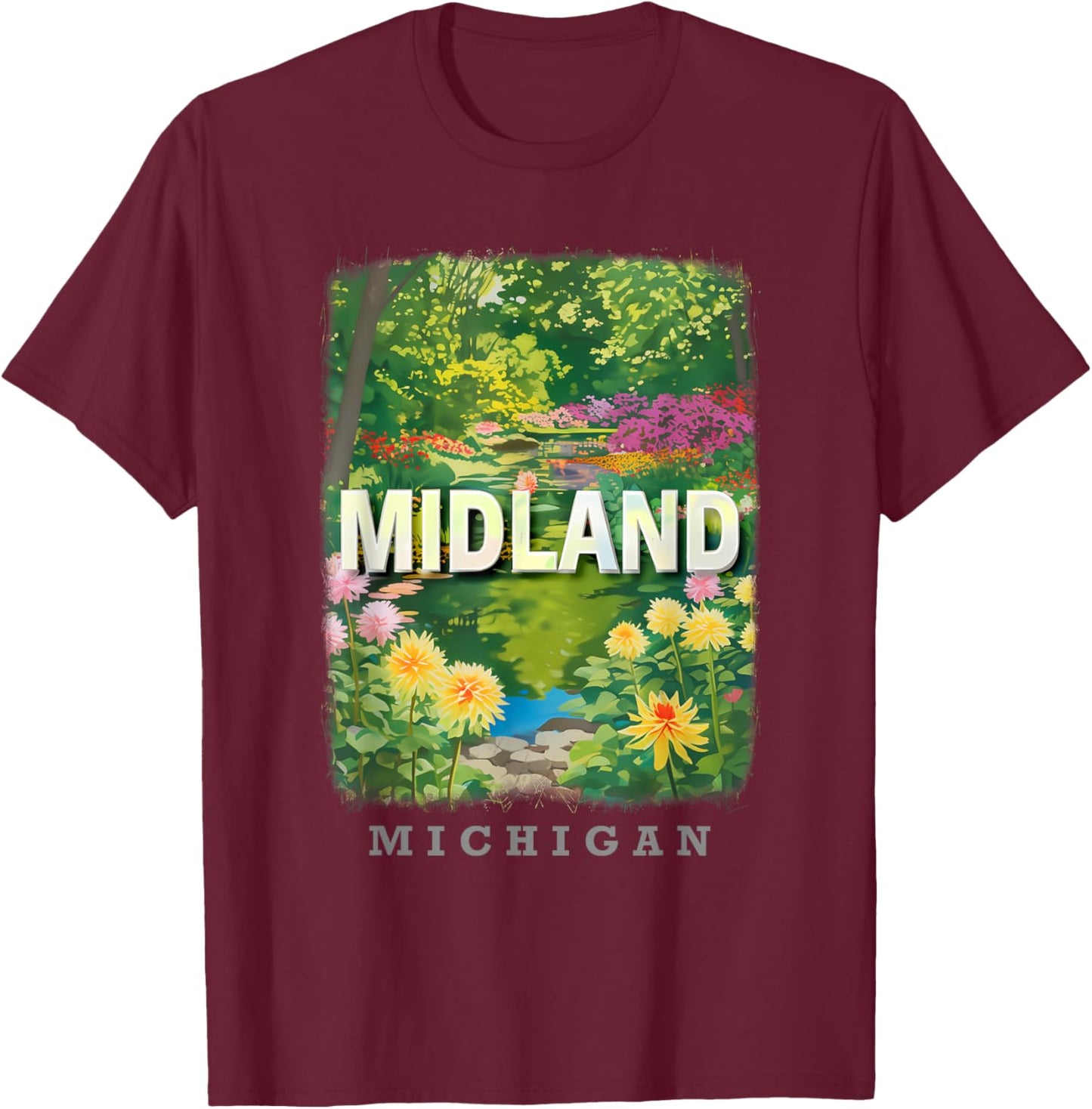 Midland Michigan MI Nature and Bliss SD252 T-Shirt - T-Shirt | Maroon