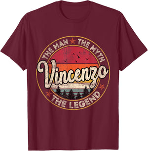 Vincenzo The Man The Myth The Legend Personalized Name T-Shirt - T-Shirt | Maroon
