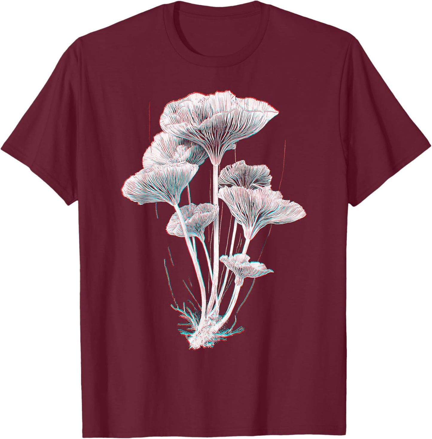 Pilzwald Kunst Motiv Geometrisch T-Shirt - T-Shirt | Maroon