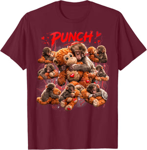 Cute Monkey Punch T-Shirt - T-Shirt | Maroon