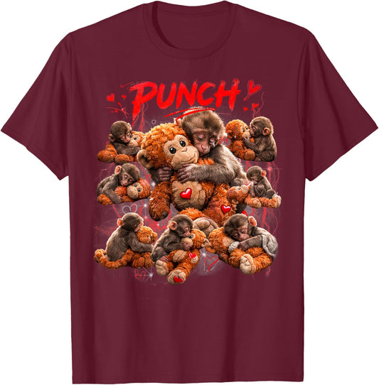 Cute Monkey Punch T-Shirt - T-Shirt | Maroon