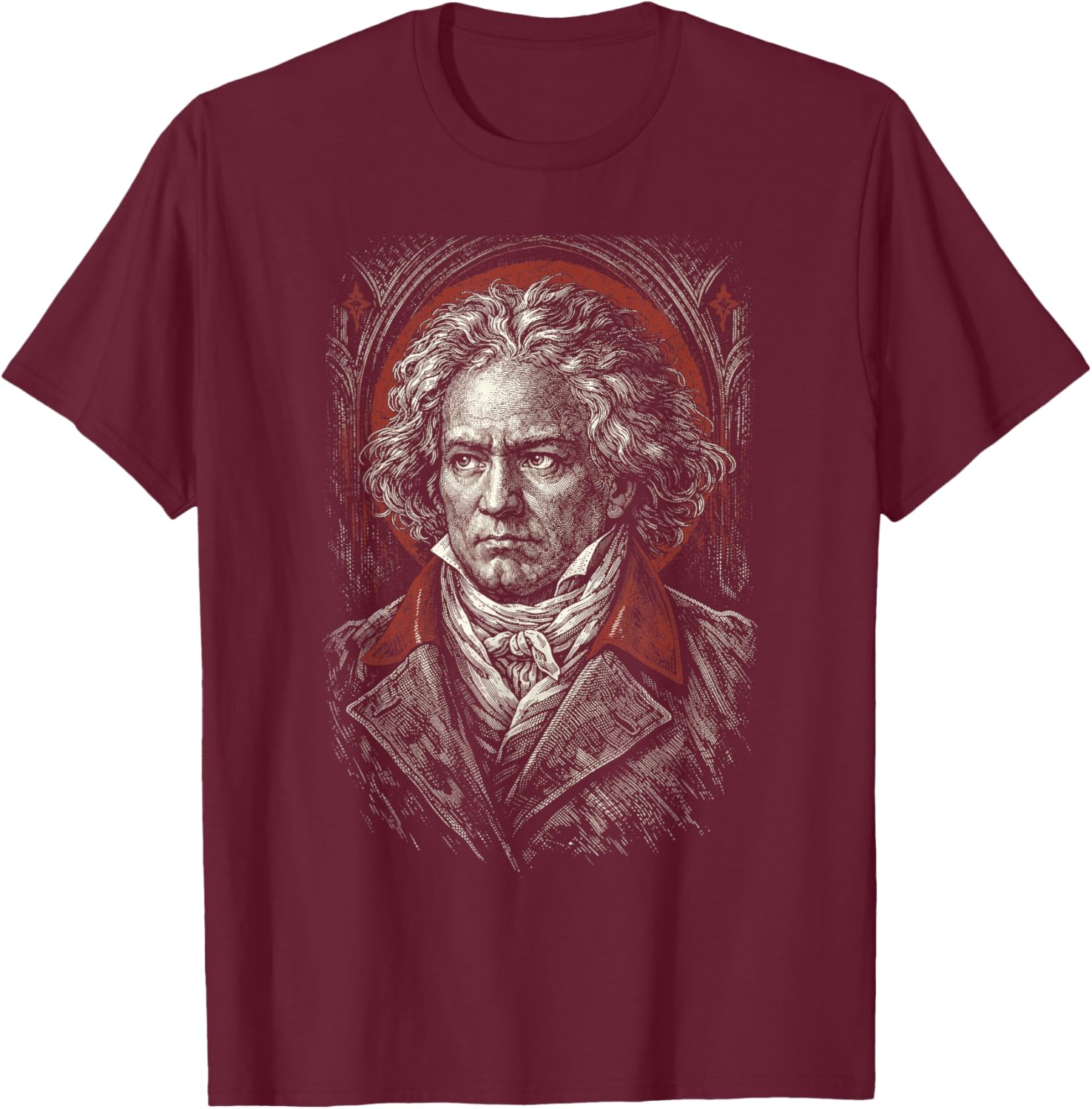 Beethoven-Portrait Ludwig Van Beethoven Classical Music T-Shirt - T-Shirt | Maroon