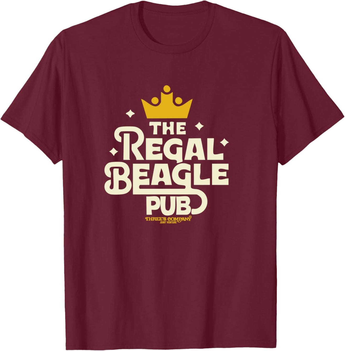 Officially Licensed Regal Beagle Pub Three's Company Logo T-Shirt - T-Shirt | Maroon