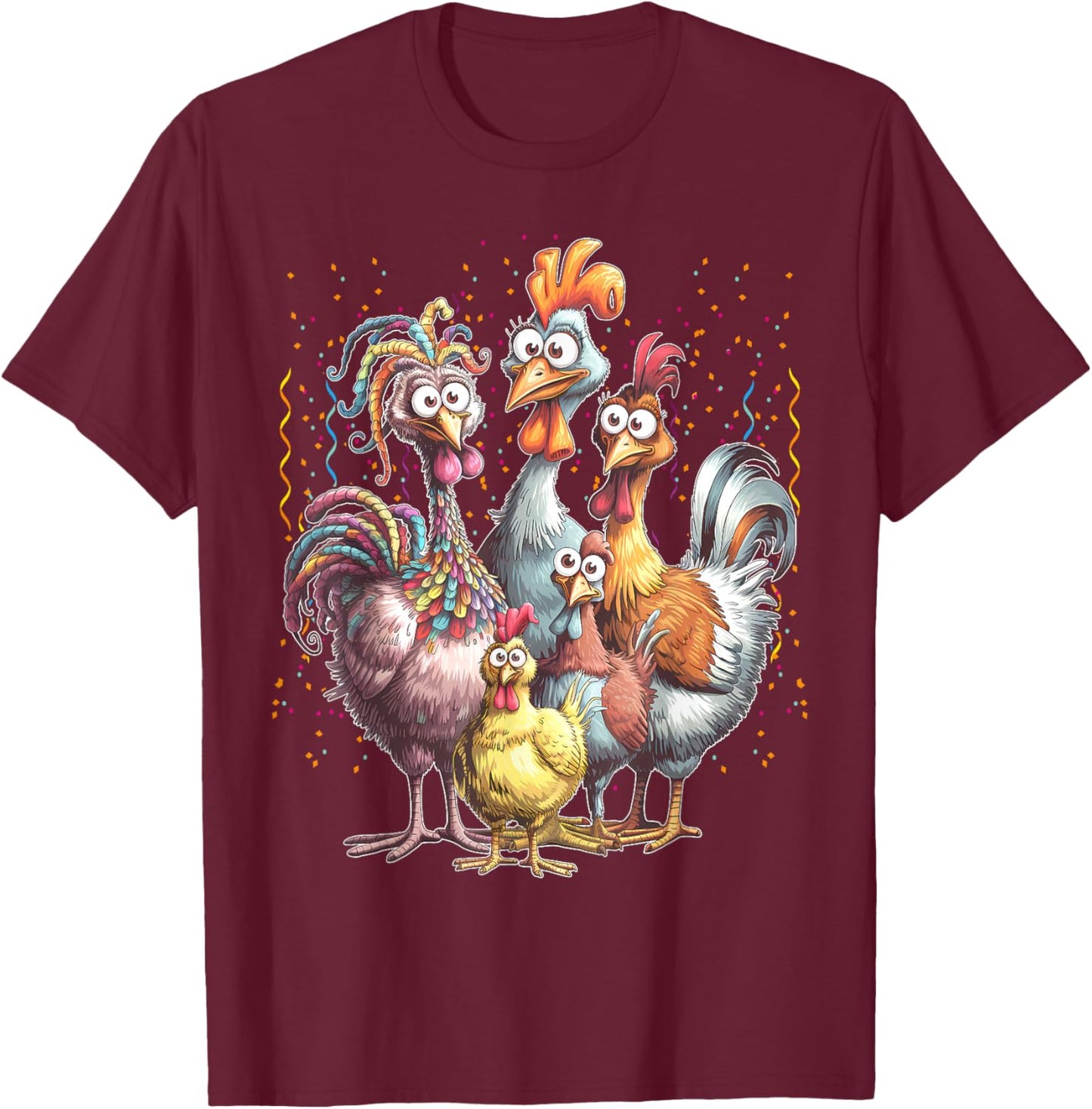 Chicken Art Crazy Chicken Women Kid Boy Family T-Shirt - T-Shirt | Maroon