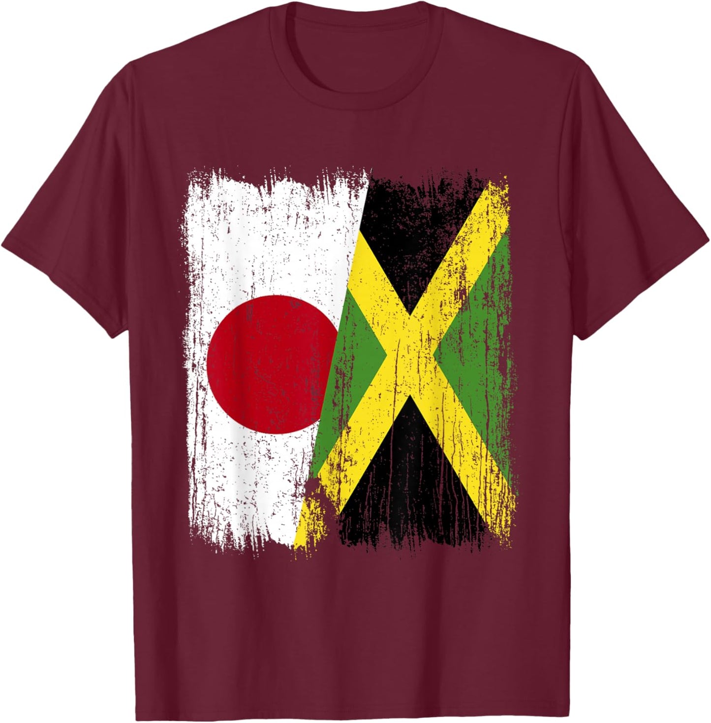 Japan Jamaica Half Flag Japanese Jamaican Heritage T-Shirt - T-Shirt | Maroon