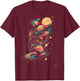 Abstract Space Black Colorful Night T-Shirt - T-Shirt | Maroon