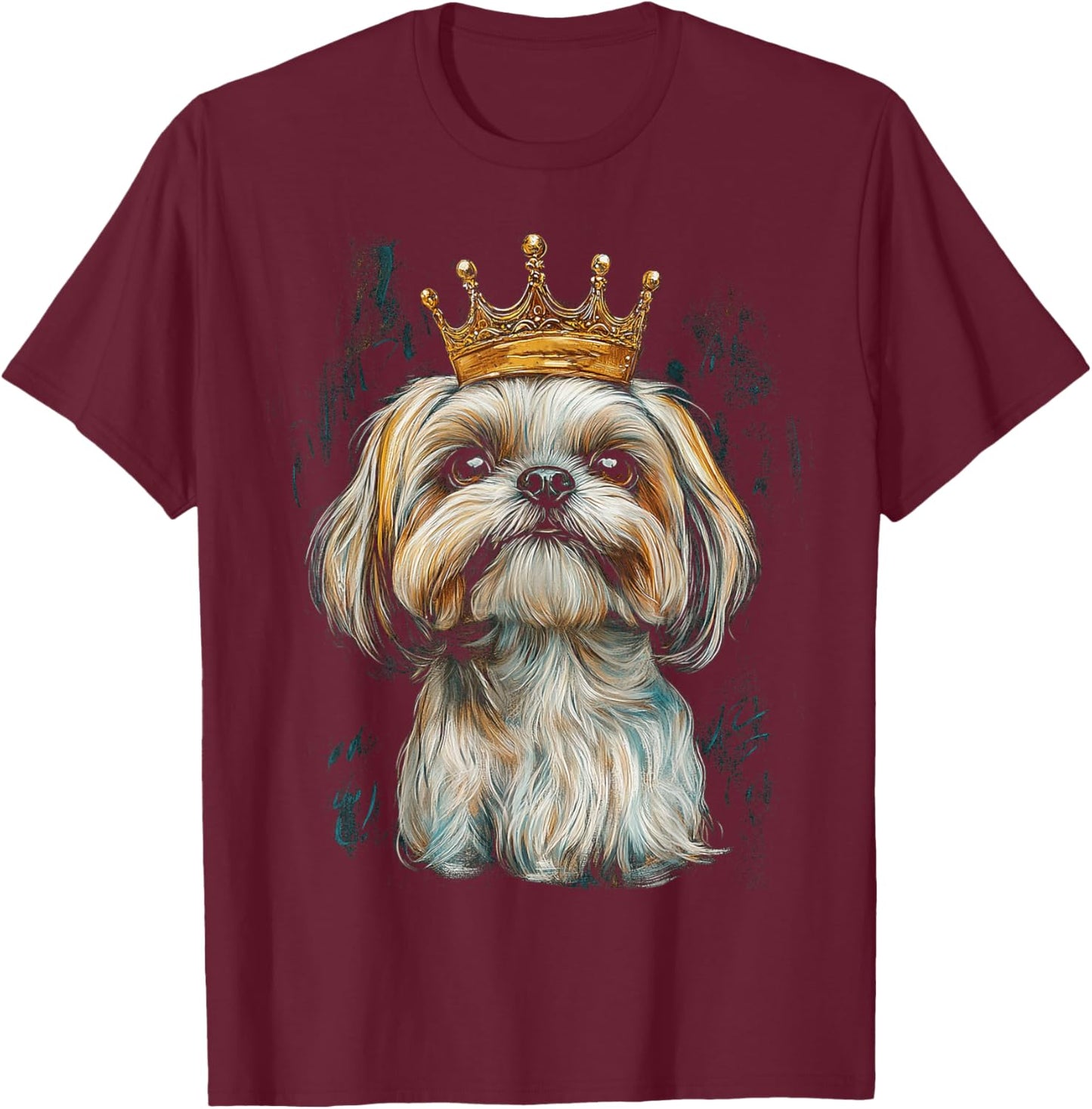Shih Tzu Dog Motif Pet Illustration Shih Tzu T-Shirt - T-Shirt | Maroon