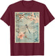 Dragonfly and Cherry Blossom Vintage Japanese Nature Art T-Shirt - T-Shirt | Maroon